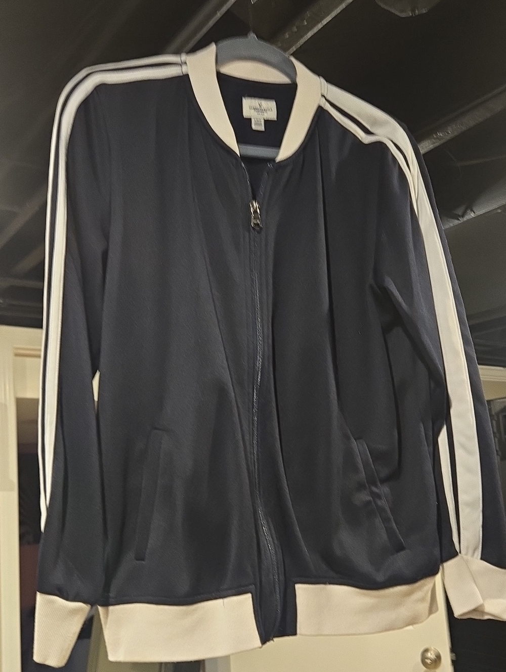 American Eagle Navy and White Varsity Track Jacket